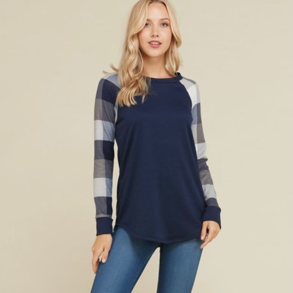 Navy Plaid Long Sleeve